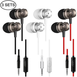 3 Packs Earbud Headphones with Remote & Microphone